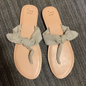 A New Day Black and White Striped Sandals